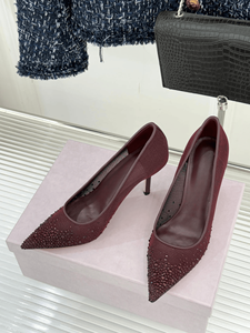 Jimmy High Quality Fashionable Women'S <b>Shoes</b> Wine Red Mesh Inlaid With Same Color Rhinestones Comfortable And Breathable Chooing - Product Image 2