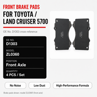 Plaquettes de frein en céramique à fibres de carbone ZL0360 pour essieu avant Toyota Land Cruiser 5700 OE D1303 Faible bruit Vente en gros