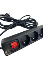 Cable de Extensión de Alta Calidad con Enchufe Francés de 250V y 5 Tomas, Cable de Cobre de 1.5m/3m/5m, Regleta de Alimentación 3x1.0 16A SDK con Autoprueba