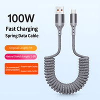 Kabel USB-C Melengkung 90 Derajat 1.5m Dapat Diperpanjang untuk Pengisian Daya iPhone 14/17/S23, Konduktor Tembaga Murni, Selubung Kepang