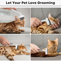Peigne de toilettage ergonomique antidérapant à manche en bois pour chat, glisse douce, soin sûr de la peau, démêlage, élimination des poils courts/longs
