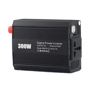 Inverter Portabel Mini DC Ke AC 12 Hingga 220V 300 Watt, Stok EU untuk Adaptor Pengisi Daya Laptop Mobil