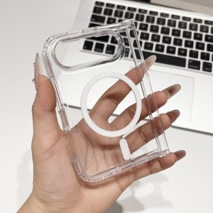 Étui magnétique transparent en TPU acrylique de 2,0 mm pour <span class=keywords><strong>iPhone</strong></span> Duo 18 Fold, anti-jaunissement, résistant aux UV, design à charnière à clipser, aimant puissant - Product Image 3