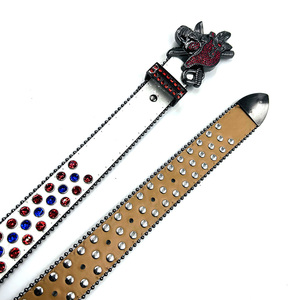 <span class=keywords><strong>Ceinture</strong></span> Y2K à strass en promotion avec nouvelle <span class=keywords><strong>ceinture</strong></span> <span class=keywords><strong>Western</strong></span> Diamond BB, <span class=keywords><strong>boucle</strong></span> pirate de style nouveau, en <span class=keywords><strong>cuir</strong></span> PU et plastique orné de cristaux - Product Image 2