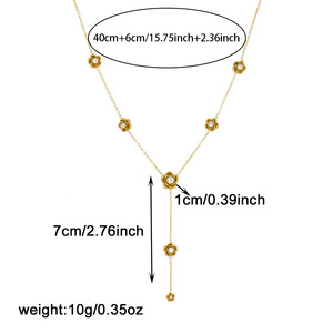 Gold Plated Rose Pendant Y Shape Chain Necklace With Diamond Inlay For Wedding Daily Wear - Product Image 4