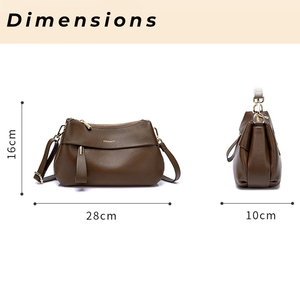 Genuine Leather <b>Shoulder</b> Bag Minimalist Design Zip Closure Single <b>Strap</b> Brown Color Daily Use Women's Handbag - Product Image 5
