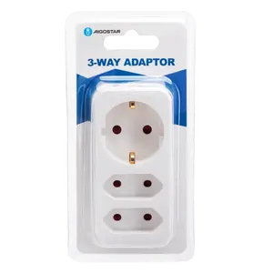Adaptador de corriente recto, tipo Alemania, 1 a 3; ideal para conectar dispositivos en diferentes regiones y adaptarse a varios estándares. - Product Image 3