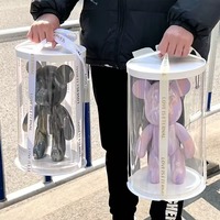 Boîte à gâteau en acrylique transparent de 23 cm pour ours fluide - Boîte de présentation pour ours violent DIY, emballage cadeau à emporter pour ours peint