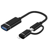 Cable Adaptador OTG USB 3.0 a 8 Pines/Tipo C 2 en 1 para iPhone 13 12 11 Pro Max iPad para IOS 13 o Superior para Ratón, Cámara, Lector de Tarjetas