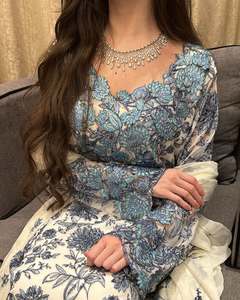 Abbigliamento tradizionale musulmano di alta qualità per le signore splendida manica lunga Abaya delicato diamante intarsiato abito da ballo - Product Image 4