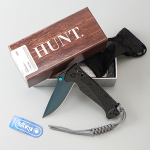 มีดพับ HUNT รุ่น 18060 สำหรับร้านค้าขายส่งอุปกรณ์กลางแจ้ง ใบมีดแบบคลิปพอยต์ CPM MAGNACUT ด้ามจับทำจากไนลอนไฟเบอร์เคลือบสีดำ-น้ำเงิน รับผลิตแบบ DIY และ OEM - Product Image 2