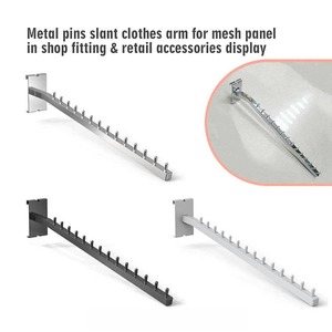 Panel de rejilla de zinc cromado, pines de pared, brazo de exhibición de ropa colgante de altura ajustable para tienda, estantes de exhibición Premium para interiores/exteriores - Product Image 2