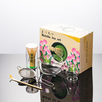 Ensemble bol à matcha en verre style Japandi, support pour fouet à thé et support pour livre, résistant à la chaleur, qualité alimentaire, très vendu