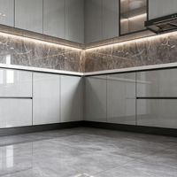 Meuble de cuisine en bois massif au design moderne avec panneau MDF réglable, porte MDF durable, mobilier personnalisable pour appartement, charnière de salon
