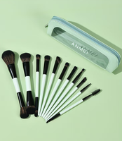 11-teiliges Doppelseitiges Make-up Pinsel Set mit Synthetischen Haaren Weiß-Schwarzer Griff für Foundation Rouge Lidschatten Reise-Kit