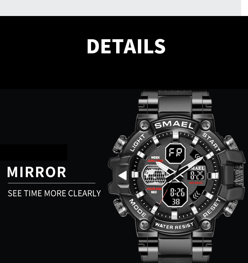 Watches men original brand SMAEL 8027 luxury mens watches quartz digital plastic men's sport watch