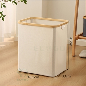 <b>Bamboo</b> <b>Laundry</b> Hamper Storage <b>Basket</b> for Bedroom Bathroom Dorm-Eco-Friendly Modern Clothing Organizer with Space-Saving Design - Product Image 5