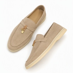 Birotzxiues Damen-Mokassins aus Wildleder mit Vorhängeschloss-Charm, 7 Farben, Wildleder-<span class=keywords><strong>Loafer</strong></span>, Mokassin, Vorhängeschloss-Charm, Slip-On, EUR-Größe 36–44 - Product Image 1