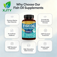 XJTY Nature Omega 3 Huile de poisson 2500mg avec EPA + DHA Capsules molles pour le soutien du cœur, du cerveau et du système immunitaire des adultes