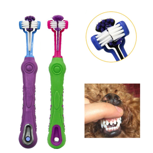 Brosse à dents à trois faces pour <span class=keywords><strong>chien</strong></span>, outil de nettoyage des dents pour la mauvaises haleine de votre animal de compagnie, élimine le tartre et le chat - Product Image 1