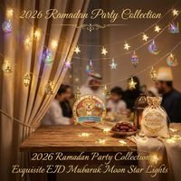 Lampe décorative LED 2026 EID Mubarak, lumières de lune et d'étoiles, guirlandes, rideaux d'intérieur, décorations du Ramadan, Nouvel An
