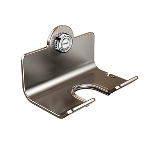 LITENG Wall Mounted Hair Dryer Holder Platinum Gray Punch Free Storage Rack For Bathroom Sink Area - Product Image 4