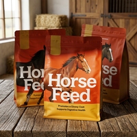 Sac d'emballage alimentaire pour animaux de compagnie, qualité alimentaire, recyclable, à fond carré, avec fermeture éclair réutilisable, grande capacité 20 lb, logo personnalisé, pour chevaux