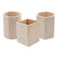 Porte-crayons en bois massif vierge, boîte à stylos DIY pour peinture et artisanat, pour la maison, le bureau, le rangement de bureau des étudiants, vente en gros