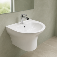Lavabo en céramique minimaliste moderne, lavabo mural artistique pour salle de bain, évier mural