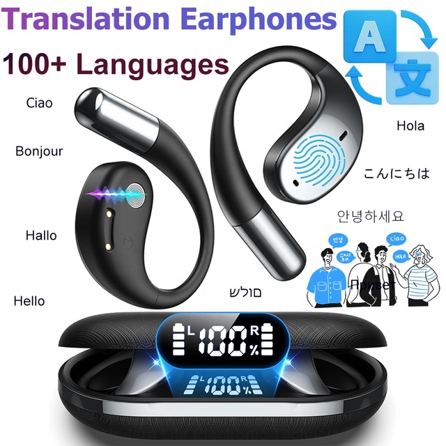 YYK-Q39 OWS Ear Hook Sports Earphones AI Intelligent Voice Translation Headphones Meeting Record Function and Photo Translation