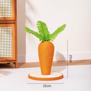 制造商批发剑麻胡萝卜蘑菇设计木制转盘玩具猫抓板 - Product Image 6