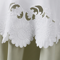 Nappe ronde de mariage en polyester blanc bon marché, brodée à la main en jacquard, sur mesure OWENIE, 33 pouces, avec dessous de plat rond