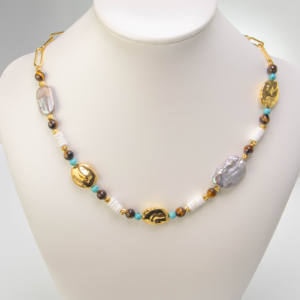 Nouveauté Bijoux de Mode Collier Ras du Cou Bohème Unisexe en Perles de Riz, Perles en Argent, Acrylique, Céramique et Verre - Product Image 1