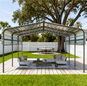 Gazebo d'<span class=keywords><strong>abri</strong></span> <span class=keywords><strong>de</strong></span> voiture à toit rigide en acier avec toit en tôle Durable Imperméable Facile à assembler Installation rapide <span class=keywords><strong>pour</strong></span> les terrasses <span class=keywords><strong>de</strong></span> <span class=keywords><strong>jardin</strong></span> - Product Image 4