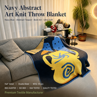 Tapisserie Murale Théière Abstraite Bleu Marine Spirale Jaune Motif Bleu Moyen Ultra Doux Toucher Semi-Velours Décoration Artistique pour Canapé de Salon