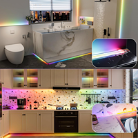 Bande LED adressable RGB COB WS2811 24V, 576 LED, 16 circuits intégrés, contrôle SPI, bande à changement de couleur sans points de 10 mm pour la décoration intérieure