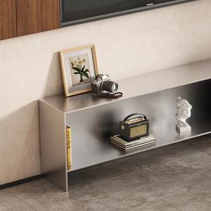Soporte de TV Moderno de Acero Inoxidable con Estantes de Almacenamiento, Consola Multimedia Minimalista para Sala de Estar - Product Image 2