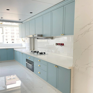 Armoires de cuisine rustiques modernes de style français, écologiques, résistantes à l'eau, avec armoires sur mesure pour four encastré et <span class=keywords><strong>lave</strong></span>-<span class=keywords><strong>vaisselle</strong></span> - Product Image 1