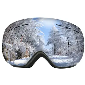 Wholesale Custom Logo Sport Eyeglasses PC Lens TPU Frame Unisex Anti-fog Glasses Snow Ski Goggles