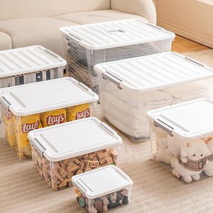 Caja de almacenamiento de plástico transparente grande multiusos superventas con tapas - Product Image 1