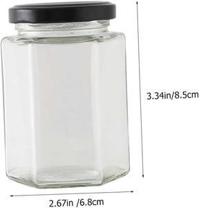 Factory Cheap Price Wholesale High Quality <b>Bottle</b> 280ml 450ml 730ml Hexagonal Shaped <b>Glass</b> Hexagon Jam Honey Jar with Metal Lids - Product Image 2