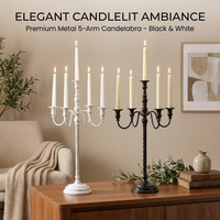 Candélabre Rétro en Fer à 5 Têtes, Porte-Bougie Haut Multicolore pour Décoration de Table, Mariage, Événement, Fête, Dîner