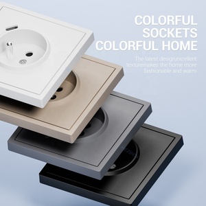 Châu Âu cửa hàng với màu vàng PC Bảng điều chỉnh 16A 220-250V pháp ổ cắm với USB và Loại C điện hiện đại cửa hàng - Product Image 3