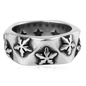 yunnique <b>Titanium</b> Steel Polygonal Star <b>Ring</b> Silver Men's Fashion Jewelry Gift Occasion Geometric Design - Product Image 4