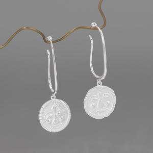 แฮนด์เมด925เครื่องประดับเงินสเตอร์ลิงตลกมีความสุขและโกรธหูตะขอต่างหู - Product Image 3