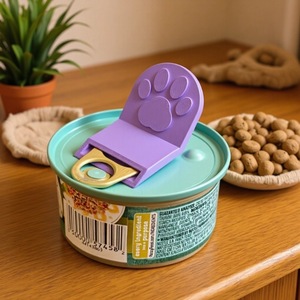 Ouvre-boîte pour animaux de compagnie Cat Paw, outil portable violet pour chats et chiens, paquet unique, matériau PP - Product Image 1