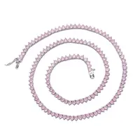 Gargantilla de cadena de latón y tres puntas, collar de tenis de circonita rosa, color dorado Real, 3mm