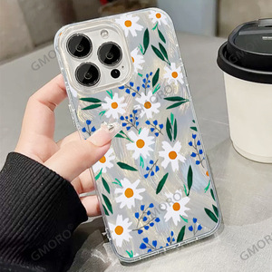 เคสโทรศัพท์มือถือลายดอกไม้ศิลปะสวยงามแบบต่างประเทศ ทนทานต่อแรงกระแทก โปร่งใส แต่งด้วยเส้นใยขนนก วาดลายด้วยเลเซอร์ - Product Image 2