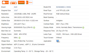 Ban đầu AUO b156han02.1 hw0a 15.6 \ "120Hz <span class=keywords><strong>ahva</strong></span> <span class=keywords><strong>LCD</strong></span> module FHD 1920x1080 Slim 3.2 mét EDP bảng điều chỉnh cho máy tính xách tay lắp ráp - Product Image 3