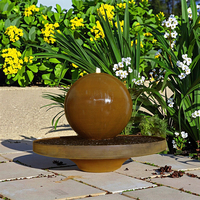 Décoration de jardin Fontaine à eau Boule d'extérieur Caractéristiques d'eau rustiques en acier Corten Rideau d'eau en métal rouillé de haute qualité